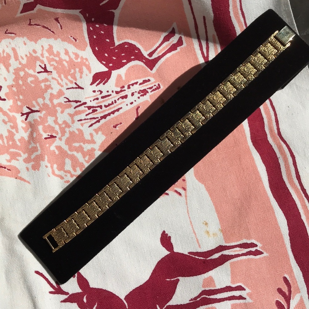 Vintage 24K Gold Plated Texturized LINK Bracelet